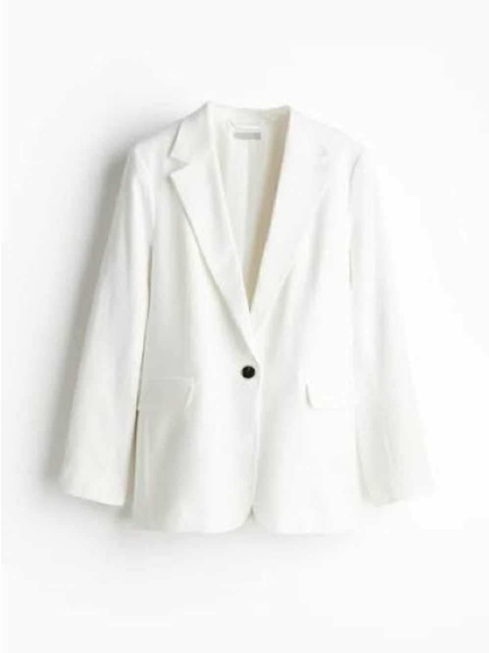 H&M White Single-Button Notched-Lapel Blazer